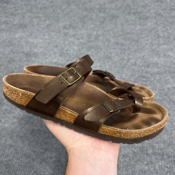 Birkenstock Mayari Sandals Shoes Women 8 US 39 EU Brown Leather Strappy Buckle - Picture 1 of 5